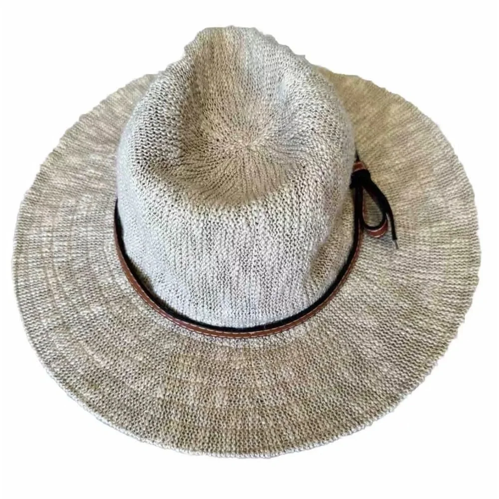 Disney Parks Hat Woven Adult Leather Like Bow Tan Safari Style Disneyland Mickey